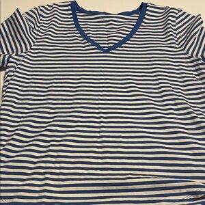 Lululemon Blue and White Striped Love V-Neck Tee W’s Size 14